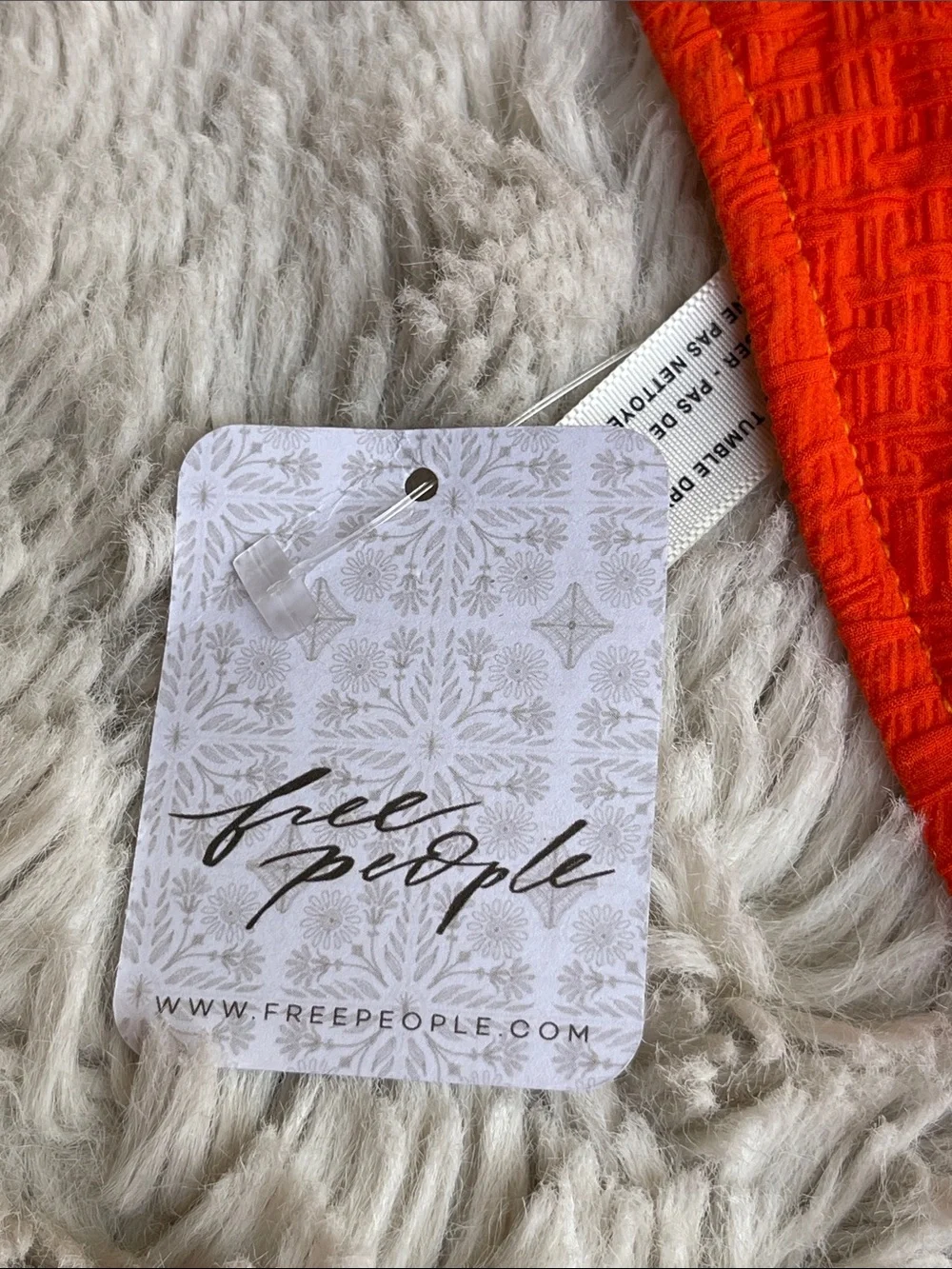 Free People Beach Dylan Bright Orange Textured Bikini Bottom Size M